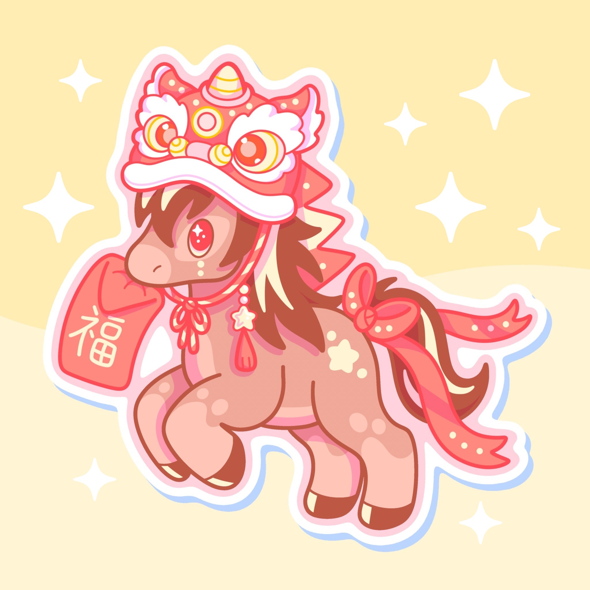 “Lucky Year Horse” Die-Cut Sticker